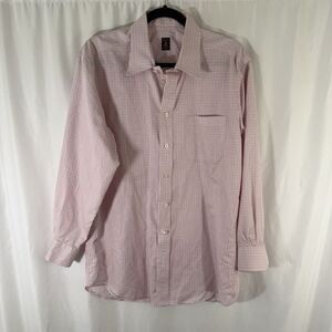 Robert Talbott Dress Shirt Men's Large White Pink Plaid Button Up Long Sleeve
